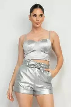 Укороченный топ-бюстье Sweetheart со стразами FASHNZFAB, серебряный