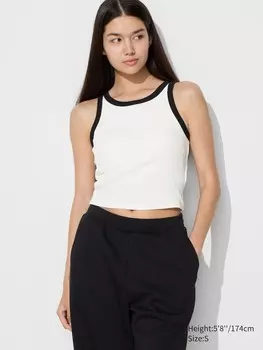 Укороченный топ-бюстгальтер без рукавов в рубчик ringer Uniqlo, белый