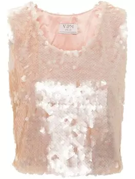 Укороченный топ Citrus с пайетками V:PM ATELIER, нейтральный цвет