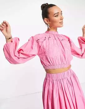 Укороченный топ цвета фуксии с цветочным принтом ASOS