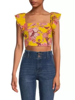 Укороченный топ Darby с оборками на плечах Cara Cara, цвет Nippon Butter