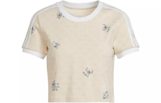 Укороченный топ Disney X Disney Lilo & Stitch женский серый/белый Adidas Originals