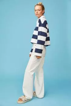 Укороченный топ для регби H&amp;M, темно-синий/белые полосы