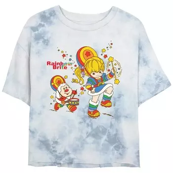 Укороченный топ для юниоров Rainbow Brite And Twink Marching Футболка с рисунком Bombard Wash Licensed Character, цвет White Blue