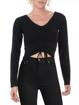 Укороченный топ для женщин-юниоров с ребристыми сборками Madden Girl, черный