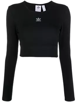 Укороченный топ Essential в рубчик Adidas, черный