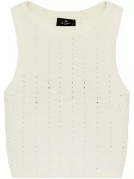 Укороченный топ ETRO с перфорированными деталями, нейтральный