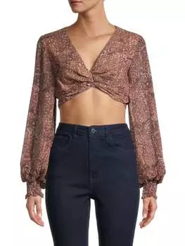 Укороченный топ Finders Keepers спереди Malena Twist, коричневый