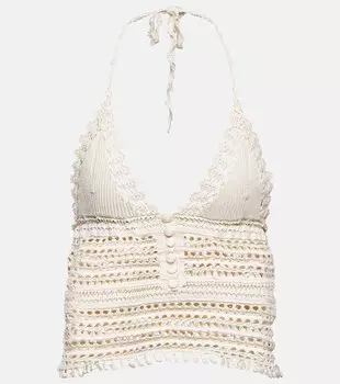 Укороченный топ Frinley из хлопка крючком ISABEL MARANT, нейтральный