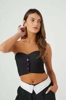 Укороченный топ-футляр в форме сердца Forever 21, черный