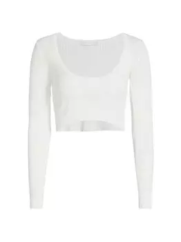 Укороченный топ Ginger с круглым вырезом Zimmermann, слоновая кость