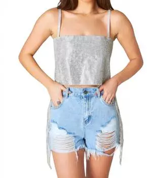 Укороченный топ Girly Girl со стразами серебристого цвета BUDDYLOVE, серебряный