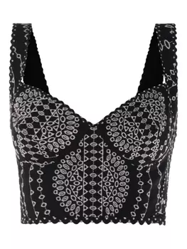 Укороченный топ Goldie с фестончатым подолом и вышивкой Charo Ruiz Ibiza, черный