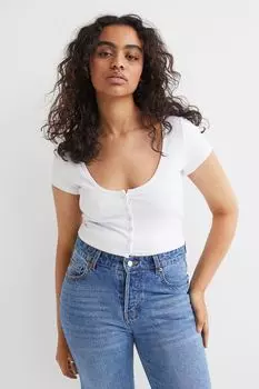 Укороченный топ H&amp;M, белый
