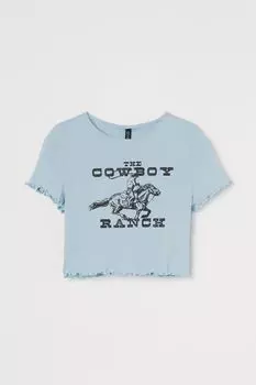 Укороченный топ H&amp;M, голубой/ковбойское ранчо