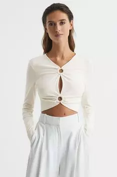 Укороченный топ Hannah с кольцом спереди Reiss, бежевый