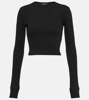 Укороченный топ HB из смесового хлопкового джерси из коллаборации с Hailey Bieber WARDROBE.NYC, черный