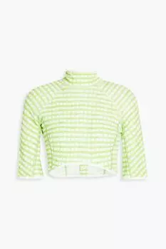 Укороченный топ из джерси в мелкую клетку Tuba с высоким воротником JACQUEMUS, зеленый