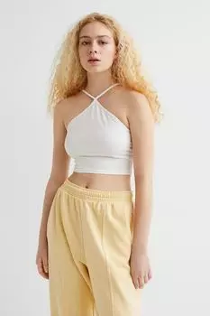 Укороченный топ из хлопка H&amp;M, белый