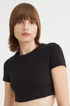 Укороченный топ из хлопка H&amp;M, черный
