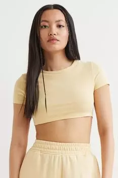 Укороченный топ из хлопка H&amp;M, светло-желтого