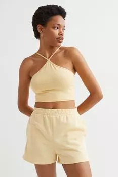 Укороченный топ из хлопка H&amp;M, светло-желтого