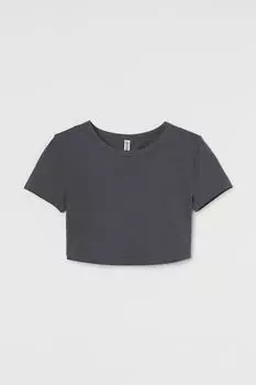 Укороченный топ из хлопка H&amp;M, темно-серый