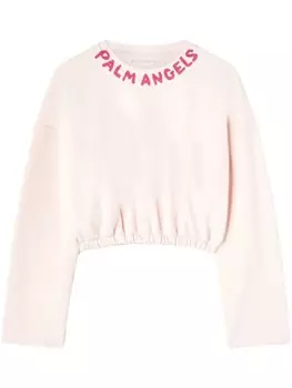 Укороченный топ из хлопка с логотипом Palm Angels, розовый