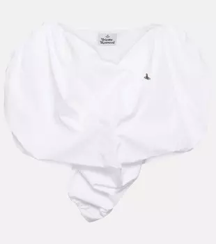 Укороченный топ из хлопка с сердечками Vivienne Westwood, белый