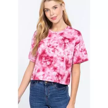 Укороченный топ из хлопкового джерси с эффектом тай-дай FASHNZFAB, розовый