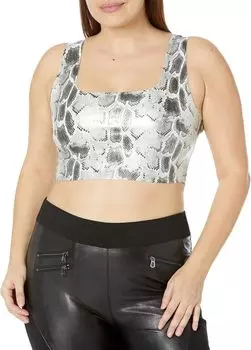 Укороченный топ из искусственной кожи с квадратным вырезом и животным FLT101 Commando, цвет Fog Python