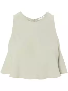 Укороченный топ из крепа без рукавов AMI Paris, нейтральный цвет