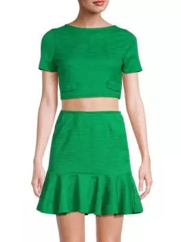 Укороченный топ из крепа с короткими рукавами Love Ady, цвет Ever Green