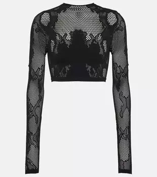 Укороченный топ из кружева cobra Dion Lee, черный