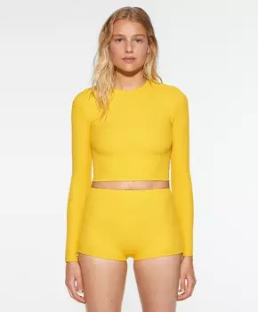 Укороченный топ из пике OYSHO, желтый
