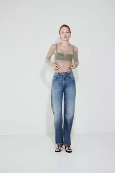 Укороченный топ из сетчатого источника ZARA, золотой