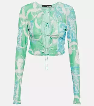 Укороченный топ из сетки с принтом ROTATE BIRGER CHRISTENSEN, разноцветный