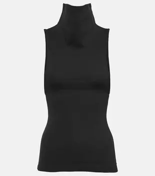 Укороченный топ из смесового хлопка с капюшоном ALAA, черный