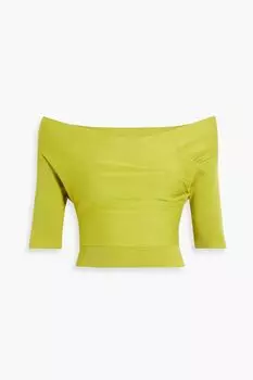 Укороченный топ из смесового хлопка с открытыми плечами MICHELLE MASON, зеленый