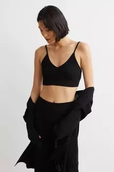 Укороченный топ из смесовой вискозы H&amp;M, черный