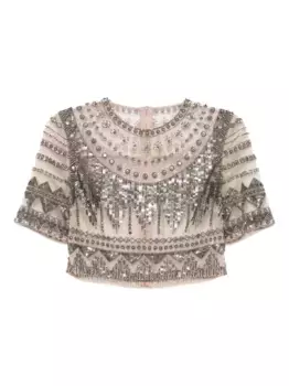 Укороченный топ из тюля Elie Saab, нейтральный