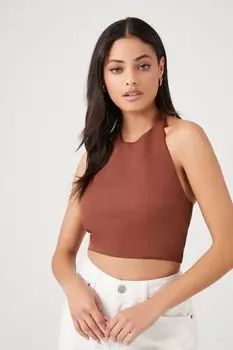 Укороченный топ из твила с бретелькой на бретельках Forever 21, капучино