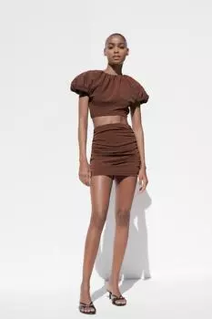 Укороченный топ из воздушных шаров ZARA, цвет Light brown