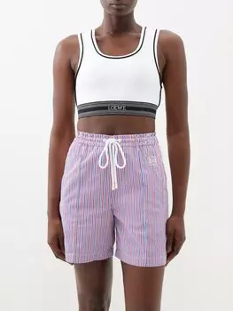 Укороченный топ из жаккардового джерси с логотипом LOEWE, белый