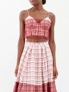 Укороченный топ из жатого хлопка i sheer right through you Rosie Assoulin, красный