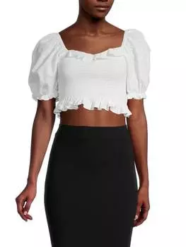 Укороченный топ Jacquie The Label Aimee со сборками, бежевый белый