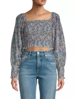 Укороченный топ Jacquie The Label с цветочным принтом Andrea, голубой