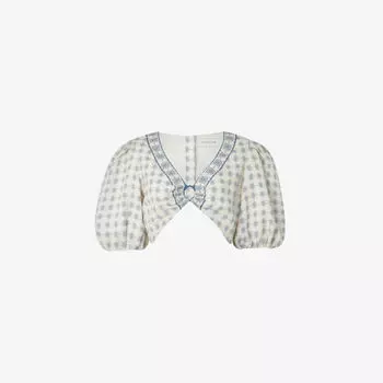 Укороченный топ julie из смесового льна Malina, синий