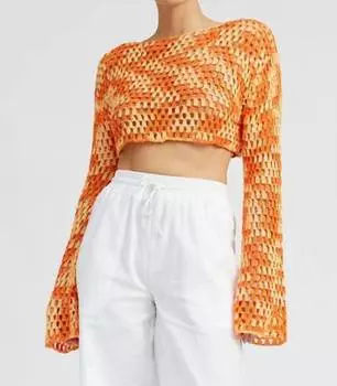 Укороченный топ крючком оранжевого цвета Emory Park