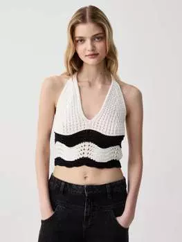 Укороченный топ крючком с V-образным вырезом Ovs, цвет white/black